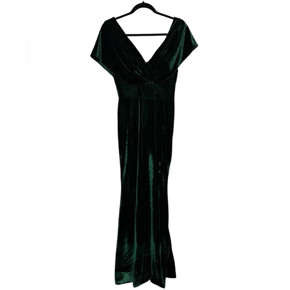 Dark Green Velvet Mermaid Maxi Dress Size Medium Hollywood Movie Star Red Carpet